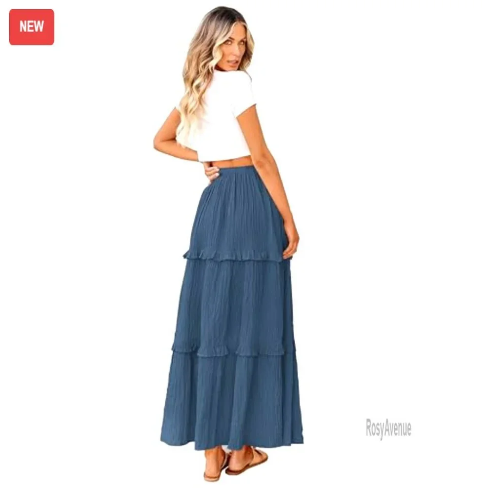 Elegant High Waist Flared A-Line Midi Skirt, Lightweight Fabric, Cocktail